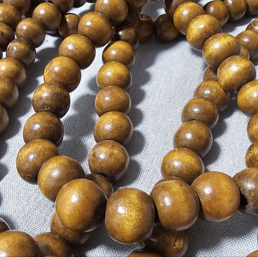 Set Of 2 - 11 Ft Wooden Beaded Garland